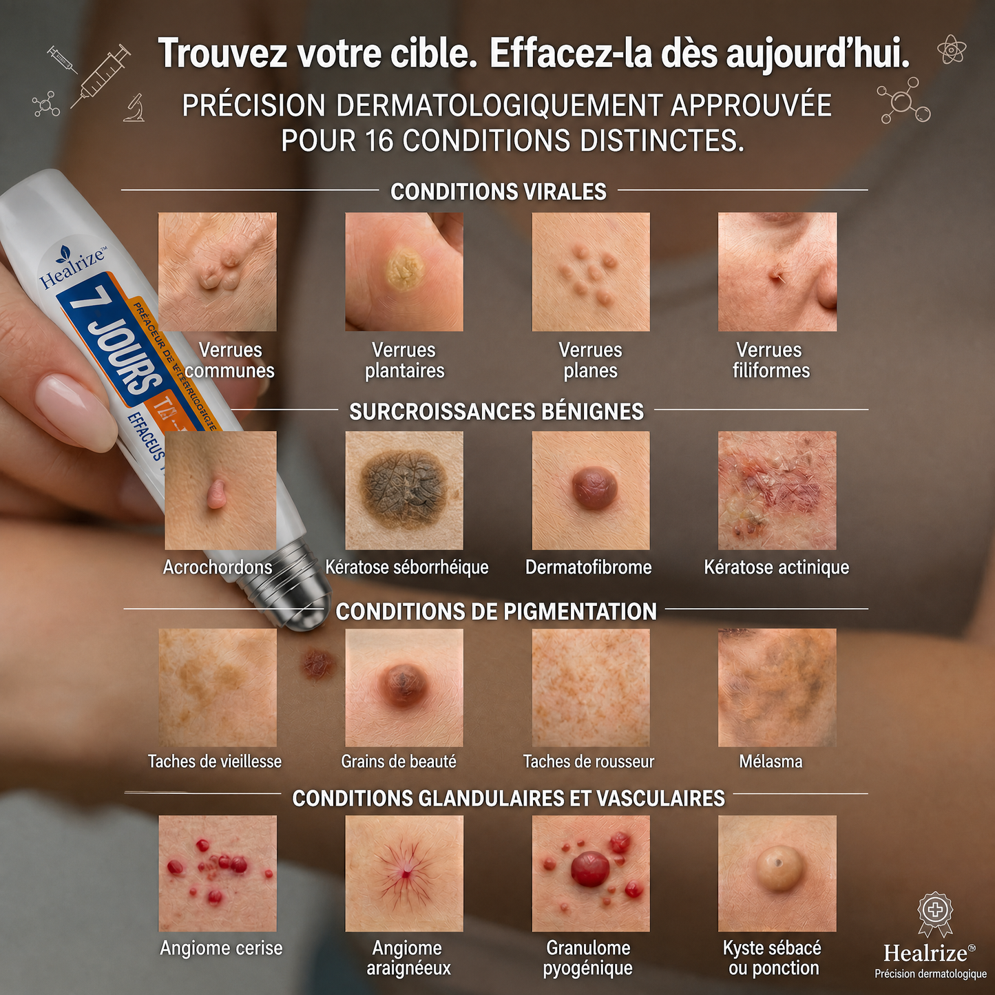 Recommandé par les pharmaciens 👨‍⚕️👨‍⚕️ 𝑯𝗲𝙖𝐥𝒓𝗶𝙯𝗲® 7-Day Tag & Spot Eraser 🪄 (Rollerball sans douleur, sans marques) 👩‍⚕️