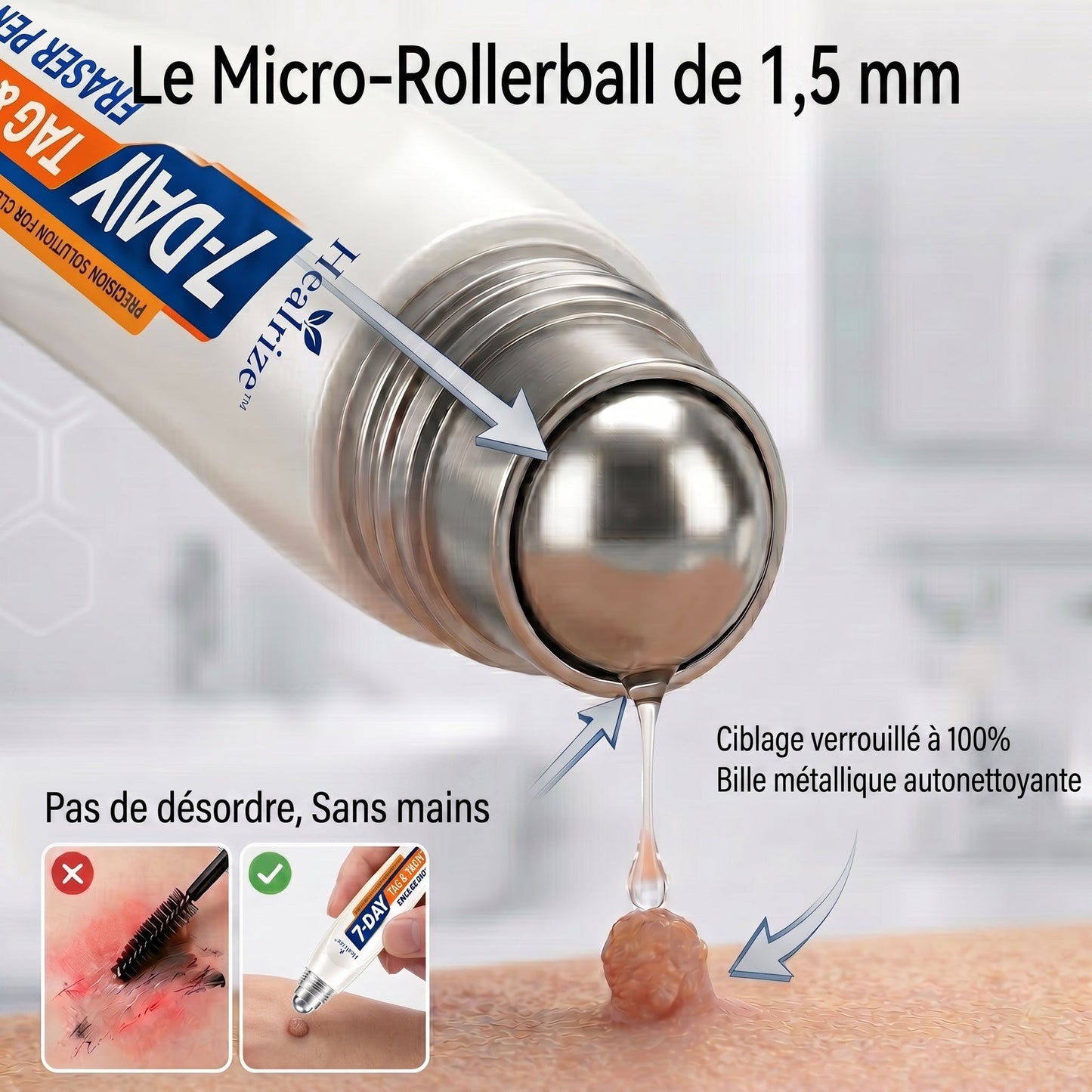 Recommandé par les pharmaciens 👨‍⚕️👨‍⚕️ 𝑯𝗲𝙖𝐥𝒓𝗶𝙯𝗲® 7-Day Tag & Spot Eraser 🪄 (Rollerball sans douleur, sans marques) 👩‍⚕️